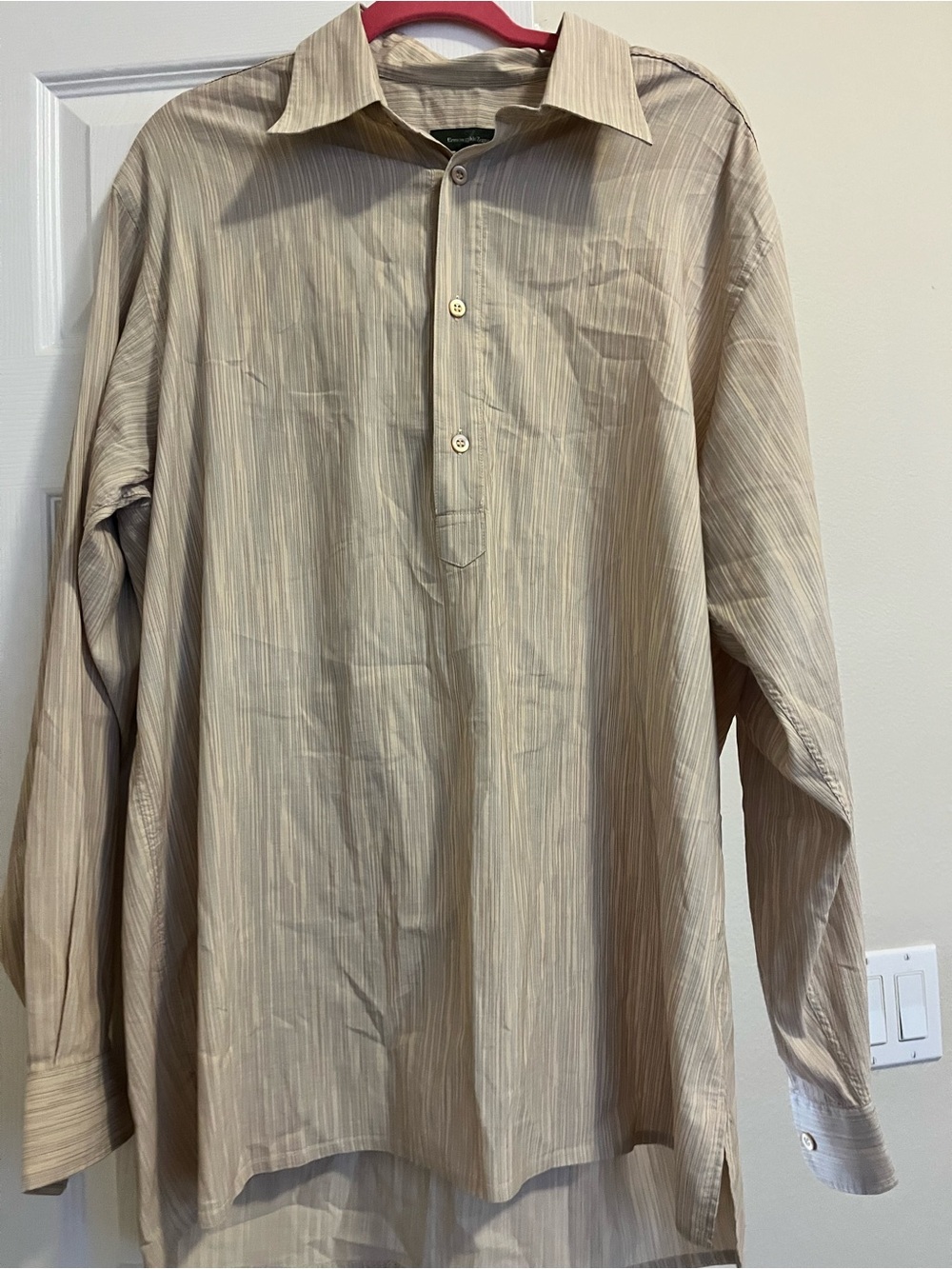 Ermenegildo Zegna Light Beige Striped Casual Button-Down Shirt